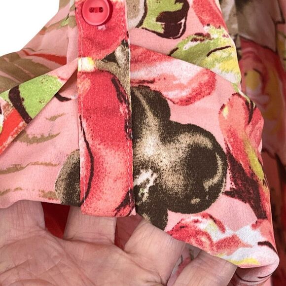 N Touch Tunic Top Women’s Sz 2X Roll Tab Sleeves Boho Coral Floral Lightweight - Picture 3 of 8